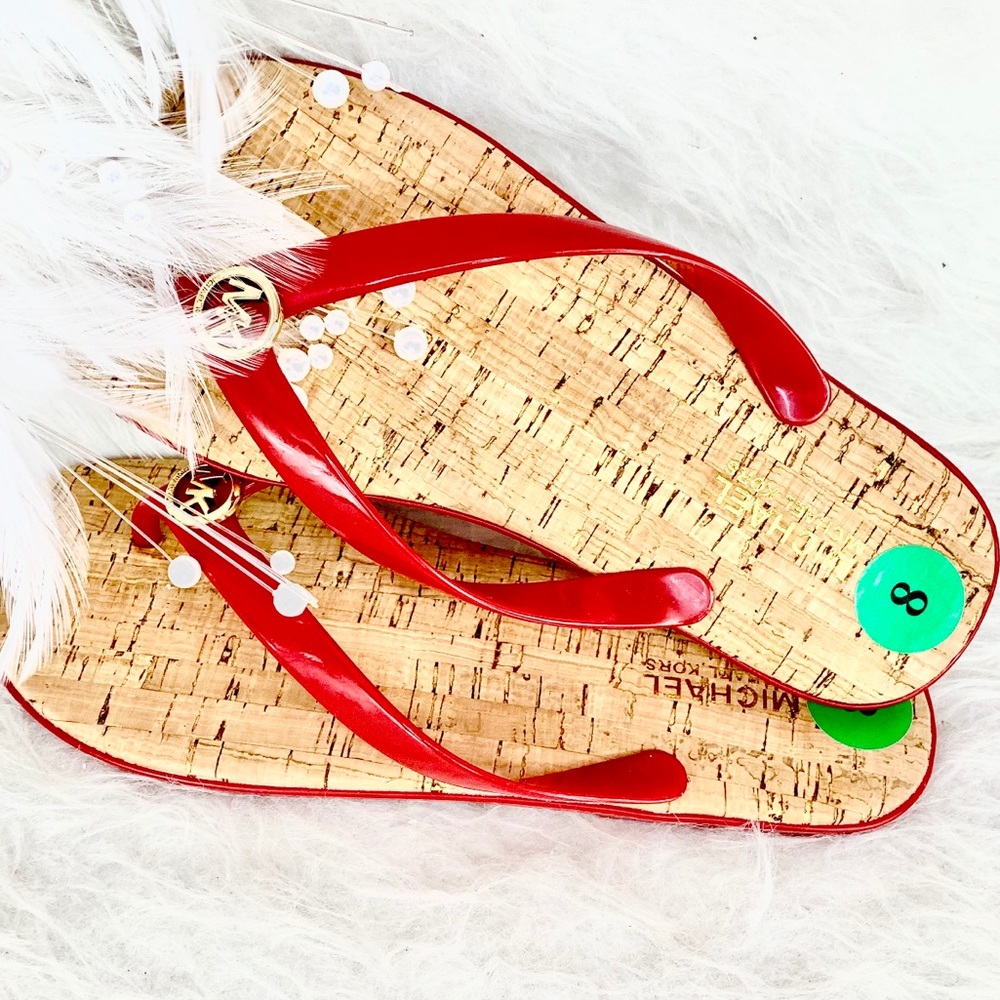 ❤️NEW MICHAEL KORS❤️ SIZE 8 RED FLIP FLOPS - Picture 2 of 3
